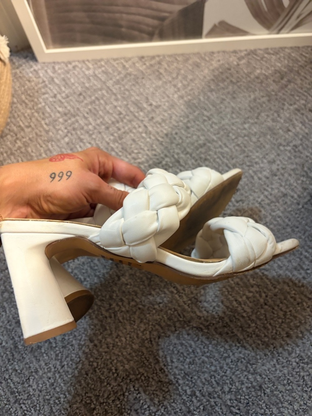 Express White Braided Double-Strap Heeled Mules - Picture 4 of 5